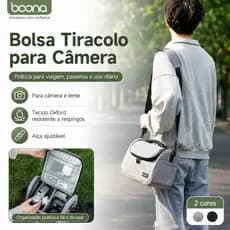 Bolsa para Câmera e Lente Tiracolo Oxford Resistente a Respingos com Divisórias
