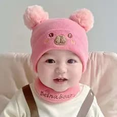 Touca Para Bebê / Criança Inverno Gorro Com Cachecol 0meses-1anos