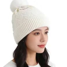 Touca Gorro de Lã Forrada Com Pompom Adulto Feminino em Tricô Forro Peluciado Mãe e filha