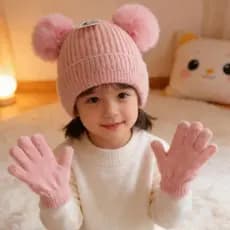 Kit Touca e Luvas Infantil 4 a 8 anos Inverno Frio Criança Escola Viagem Férias Quentinho