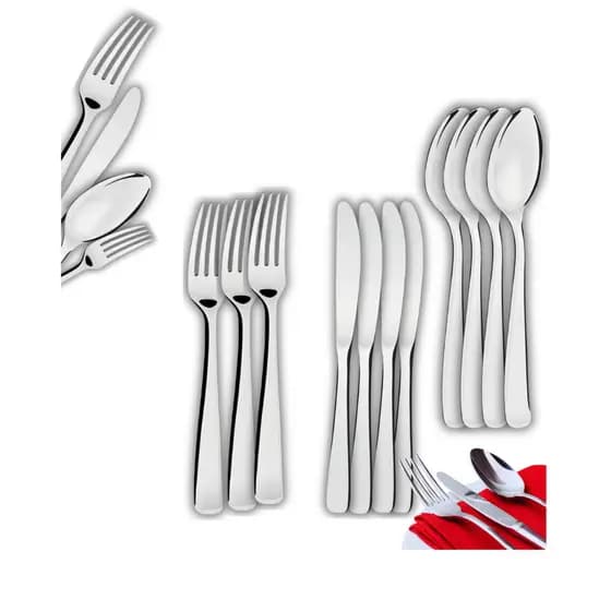 Jogo de Talheres Aço Inox 48, 18 ou 12 Peças – Garfo, Faca e Colher para Mesa e Cozinha