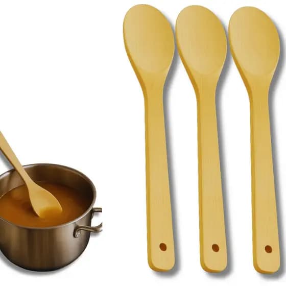 Jogo 5 Colher de Bambu Para Arroz Super Resistente Utensilio De Cozinha Multiuso Universal 30CM