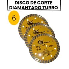 KIT 6 DISCO DE CORTE DIAMANTADO TURBO 110X20MM  AMBIENTES SECOS E MOLHADOS CORTA PEDRA CERAMICA CONCRETO GRANITO TELHAS