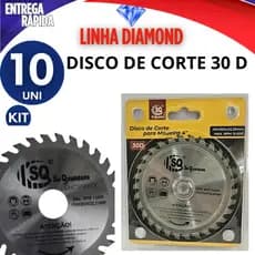 KIT 10 DISCOS DE CORTE 30 DENTES PARA MADEIRA 4" SERRA CIRCULAR PEDREIRO CONSTRUÇAO