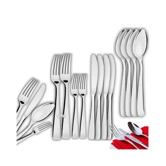 Jogo de Talheres Aço Inox 48, 24 ou 16 Peças – Garfo, Faca e Colher para Cozinha e Restaurante
