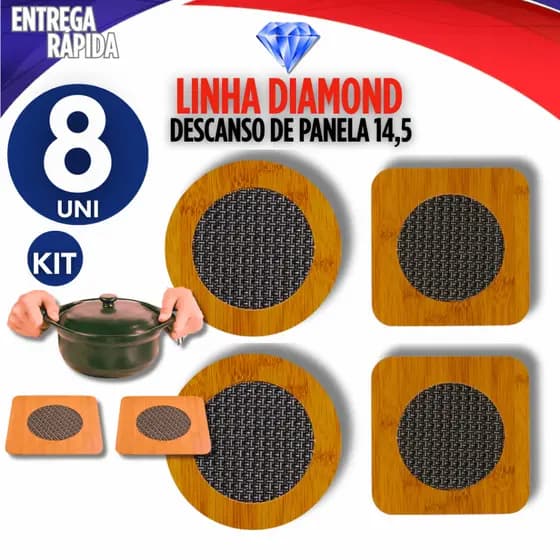 Conjunto 8 Descanso De Panela em MDF apoio Protetor de Mesa Bancadas Suportes multiuso