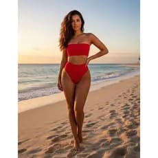 Biquíni Ibiza Cintura alta Hot Pant Calcinha Fio dental com Top Faixa Bojo Removíveis Moda Praia