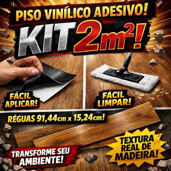 2m² Adesivo de Piso Madeira Moderno Antiderrapante Lavável 91,4x15,2cm vinílico