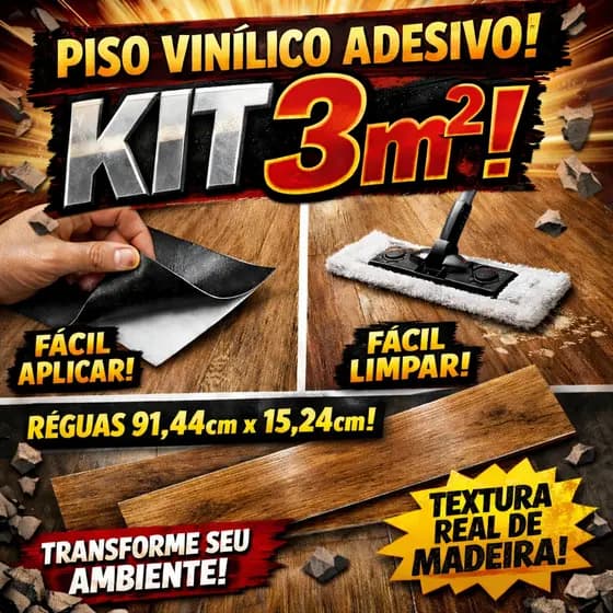 3m² Adesivo de Piso Madeira Moderno Antiderrapante Lavável 91,4x15,2cm vinílico