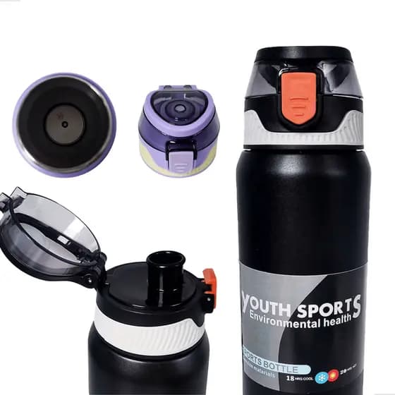 Garrafa Térmica de Água com Alça 800ml Inox com Trava Antivazamento Esportiva Academia