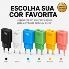 Carregador com Cabo USB Turbo 6.1A Cabo Tipo C Lightning Compatível Celular