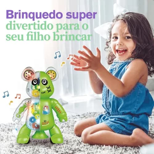 Urso Dançante Infantil com Música Luzes Movimento Giratório Brinquedo