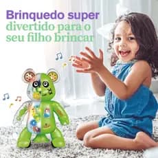 Urso Dançante Infantil com Música Luzes Movimento Giratório Brinquedo
