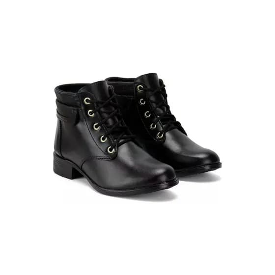 Bota Coturno Feminina Blogueira Estilo Montaria Confortável Cano Curto Médio Bico Redondo Salt Baixo
