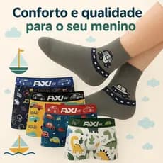 Kit Com 10 Cuecas Infantil + 12 Unidades de Meias Infantis
