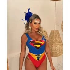 Body Maiô Super Girl Bory Fantasia Carnaval Verão 2026