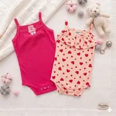 Kit 2 ou 4 Body Bebe Alcinha e Babadinho 100% Algodao Bebê Menina Roupinhas de Bebe  Bori Bebe