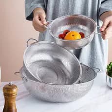 ESCORREDOR INOX DE ARROZ MASSAS LEGUMES E FRUTAS 22cm