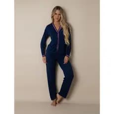 Pijama Manga Longa Feminino Pijama Blogueira  Pijama de Inverno Confortável  Pijama Aberto Quentinho