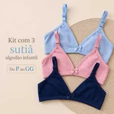 Kit Com 3 Sutiã Sem Bojo Forrado Menina Moça Sutiã Juvenil Algodão Confortável Dia A Dia