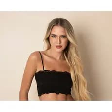 Top Faixa Em Renda Sem bojo  Alcinha Fina  Sutiã Sensual  Alça Fina  Cropped Rendado Feminino Adulto