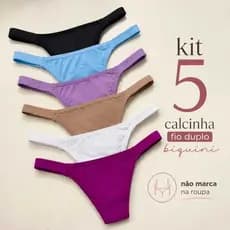 Kit 5 Tanga Fio Biquíni Calcinha Fio Duplo Poliamida Tanga Fio Dental