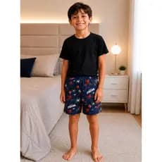 Samba Canção Infantil Menino Short de Dormi Masculino Estampas Variadas Personagem Tecido Fresquinho