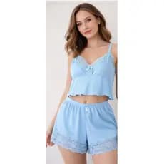 Baby Doll Luxo Nanda Short Dooll Poliamida Canelado Pijama Cropped Feminino Adulto Baby Dooll Adulto