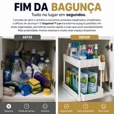 Organizador Multiuso 2 Níveis com Bandeja Corrediça Cozinha Banheiro Lavanderia Organisé™ Lux