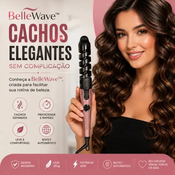 Modelador de Cachos BelleWave™ Bivolt 30W Espiral para Cachos e Ondas Prático