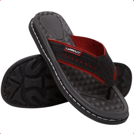 Chinelo Masculino Ortopédico Antistress em Couro Legítimo