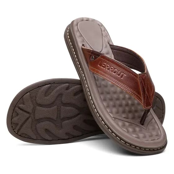 Chinelo masculino antesstres sandália Lerrout em couro Legítimo pronta entrega