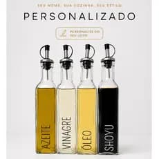 Galheteiro Vidro Premium Azeite Vinagre Óleo Tampa Inox