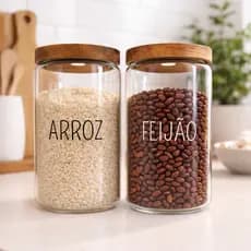 Pote Hermético Vidro Tampa Acácia Mantimento Café Açúcar