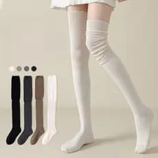 Meias femininas acima do joelho meias estilo fino meias pilha meias femininas tubo alto cor sólida