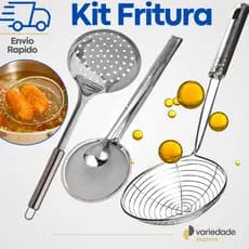 Conjunto 3 Escumadeiras de Aço Inox – Para Frituras, Massas e Uso Profissional