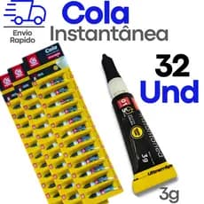 Kit 32 Unidades Cola Instantânea 3g Alta Fixação Secagem Rápida Uso Profissional