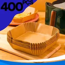 Kit Econômico com 400 Formas Descartáveis Para Air Fryer – Papel Forneável Para Forno e Micro-ondas