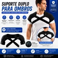 Suporte Duplo de Ombro Ombreira Ortese Ajustável Flexível Alívio da Dor