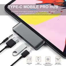 HUB USB-C Para HDMI 4K 3.5mm PD Carregamento Rápido Tipo Docking Station iPad Pro Air