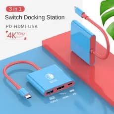 Adaptador 3 Em 1 USB C Hub Tipo Estação De Ancoragem Nintendo Switch OLED Dock TV 4K USB3.0 PD Conversor De Vídeo
