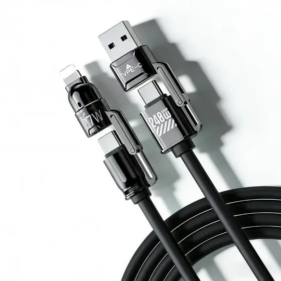 4 Em 1 240 W Dados De Carregamento Ultra Rápido Integrado Tipo C Cabo USB Silicone Líquido + Liga De Zinco Para Tablet i