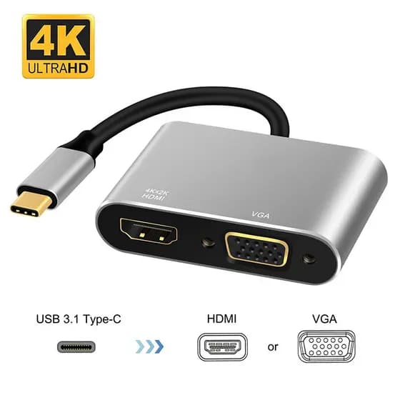 2 Em 1 USB C Hdmi HUB Tipo-Para 4K VGA 1080P Adaptador De Vídeo Conversor USBC Portátil Telefone Projetor TV Switch