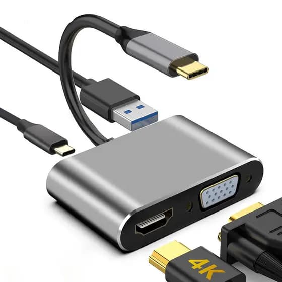 Hub Tipo C Para TV HDMI 4K VGA USB3.0 PD Carregamento USB Adaptador Telefone Tablet Laptop Multi-Função Docking Station
