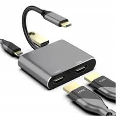 4 Em 1 Tipo-C Para HDMI Duplo 4K USB3.0 PD Carregamento Rápido Tela Dupla Estender Display USBC Hub Docking Station Conv
