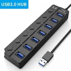 Adaptador USB3.0 2.0 Hub USB Multiporta Portátil Cabo De 1.2 M 3.0 5 Gbps De 7 Portas Com Conversor De Interruptores Tra