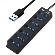 Adaptador USB3.0 De 7 Portas Hub USB Multiporta Portátil De 3.0 Com Interruptores Individuais Conversor LED Transferênci