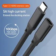 Cabo De Extensão USB 3.1 Tipo C 5A 100W Carga Rápida 4K 60HZ Transferência De Vídeo 10Gbps Dados Para Laptop Macho Fêmea