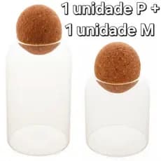 Pote de Vidro, Tampa Bola Esfera Cortiça Porta Mantimentos Café Biscoitos Decoração