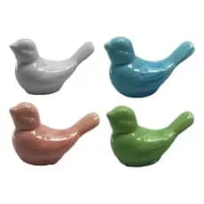 Enfeite Colorido Pássaro Cerâmica Diversas Cores Sortidos